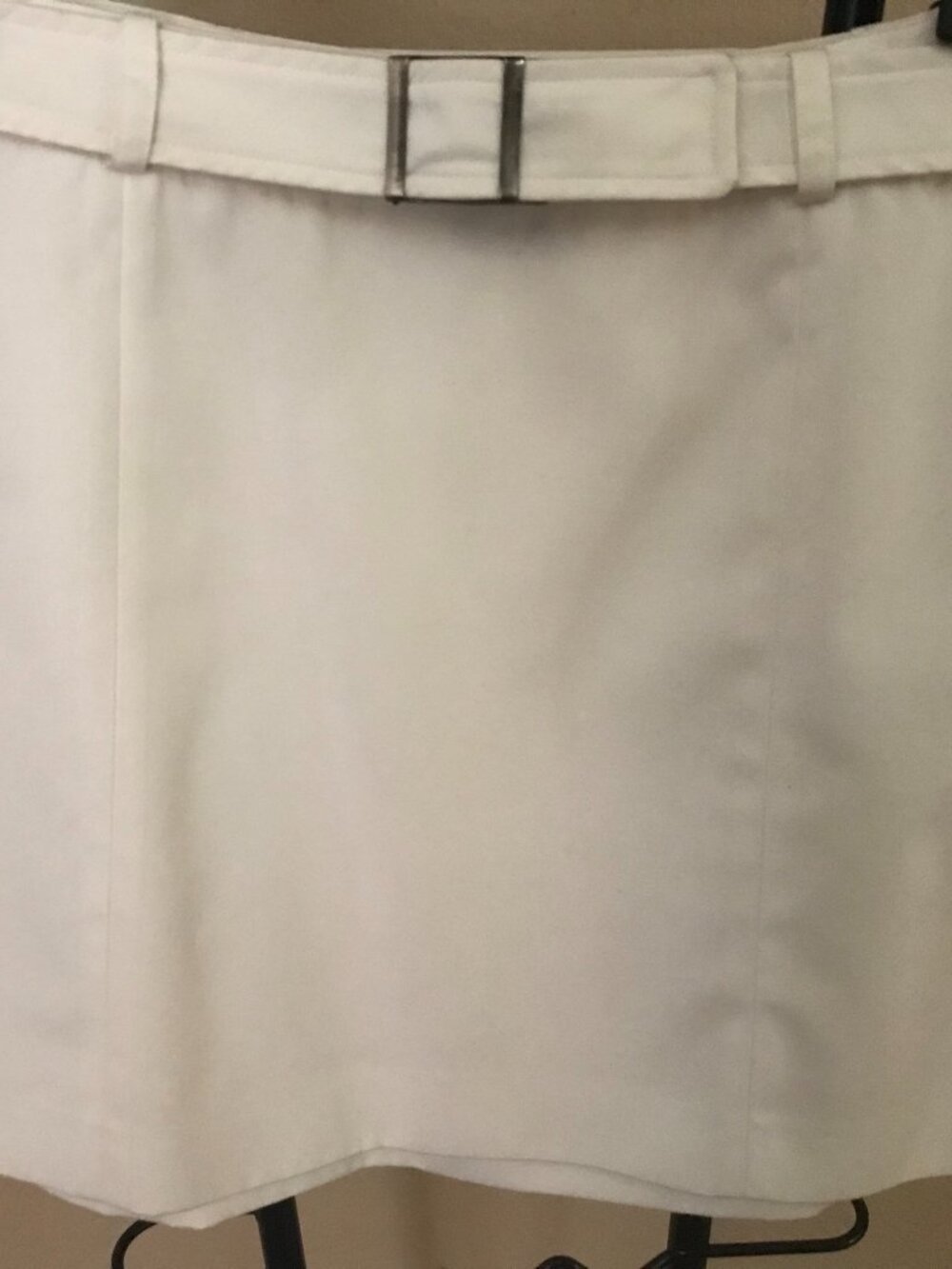 Miu Miu Vintage 1990s White Low-Rise Skirt Made in Italy Size 42 w/ Belt